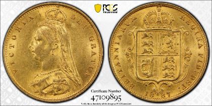 1887 Gold Half-Sovereign Imperfect J DISH L508 PCGS MS61