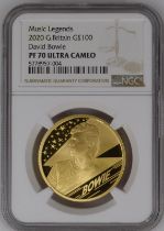 2020 Gold 100 Pounds (1 oz.) Music Legends - David Bowie Proof NGC PF 70 ULTRA CAMEO