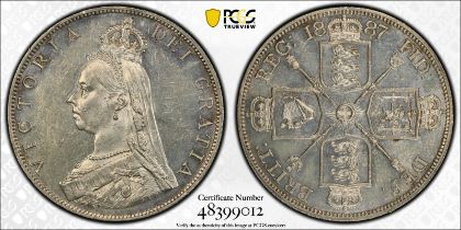 1887 Silver Double Florin Roman I in date PCGS MS61