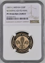 2007 Gold 50 Pence Scouting Proof NGC PF 70 ULTRA CAMEO
