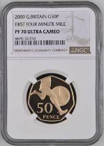 2009 Gold 50 Pence Roger Bannister Proof NGC PF 70 ULTRA CAMEO