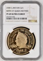 2000 Gold 5 Pounds (Crown) Queen Mother Proof NGC PF 69 ULTRA CAMEO