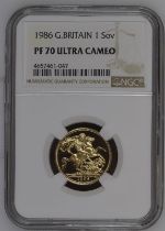 1986 Gold Sovereign Proof NGC PF 70 ULTRA CAMEO