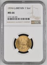 1974 Gold Sovereign NGC MS 66