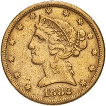 United States Half Eagle 1882 Gold 5 Dollars Very fine, ex-mounted
