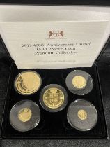 Tristan da Cunha Elizabeth II 2019 Gold Laurel 5-Coin Collection 400th Anniversary Box & COA