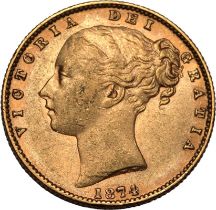 1874 M Gold Sovereign Shield