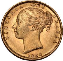1884 S Gold Sovereign Shield