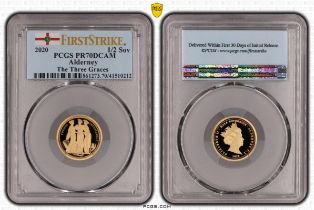 Alderney 2020 Gold Half-Sovereign Three Graces Proof PCGS PR70 DCAM