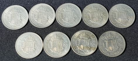 1960-70 Lot of 9 CuproNickel Halfcrowns Various conditions