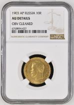 Russia: Empire 1903 ÐÐ Gold 10 Roubles Nikolai II NGC AU Details