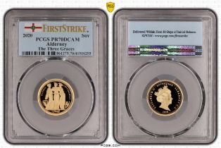 Alderney 2020 Gold Sovereign Three Graces Proof PCGS PR70 DCAM