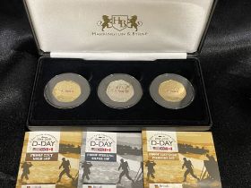 Gibraltar Pobjoy Mint 2019 D-Day 3-Coin Gold and Silver 50 Pence Set Proof Box & COA
