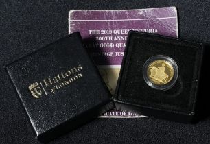 Alderney 2019 Gold 1/4 Sovereign Una and the Lion Proof Box & COA