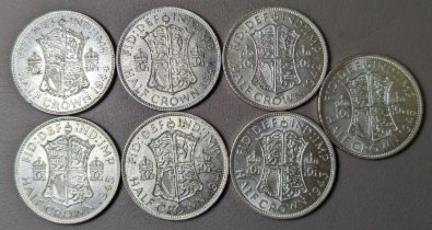 1940-46 Lot of 7 Silver Halfcrowns Various conditions