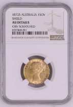 1872 S Gold Sovereign Shield NGC AU Details