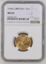 1958 Gold Sovereign NGC MS 65