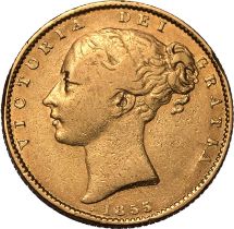 1855 Gold Sovereign WW incuse