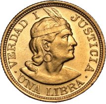 Peru 1918 Gold 1 Libra