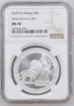 St. Helena 2020 Silver One Pound Una and the Lion Proof NGC MS 70 #5879632-014