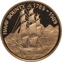 New Zealand: Pitcairn Islands Elizabeth II 1989 Gold 250 Dollars 200th Anniversary of HMAV Bounty Pr