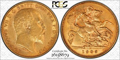 1909 P Gold Half-Sovereign PCGS AU55