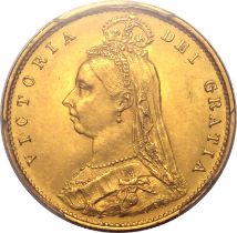 1887 Gold Half-Sovereign Imperfect J DISH L508 PCGS MS63