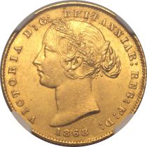 1868 SY Gold Sovereign Yellow Gold NGC MS 60