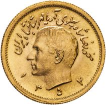 Iran: Kingdom Mohammad Reza Shah 1354 SH (1975) Gold Pahlavi Uncirculated