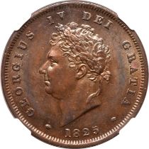 1825 Copper Penny NGC MS 63 BN