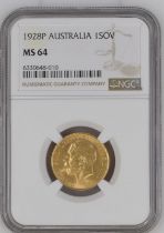 1928 P Gold Sovereign Equal-finest NGC MS 64