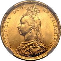 1888 S Gold Sovereign Second Legend Equal-finest NGC MS 63