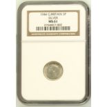 1944 Silver Threepence (Silver, circulating) NGC MS 61