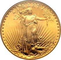 United States: Double Eagle Saint-Gaudens 1924 Gold 20 Dollars NGC MS 65