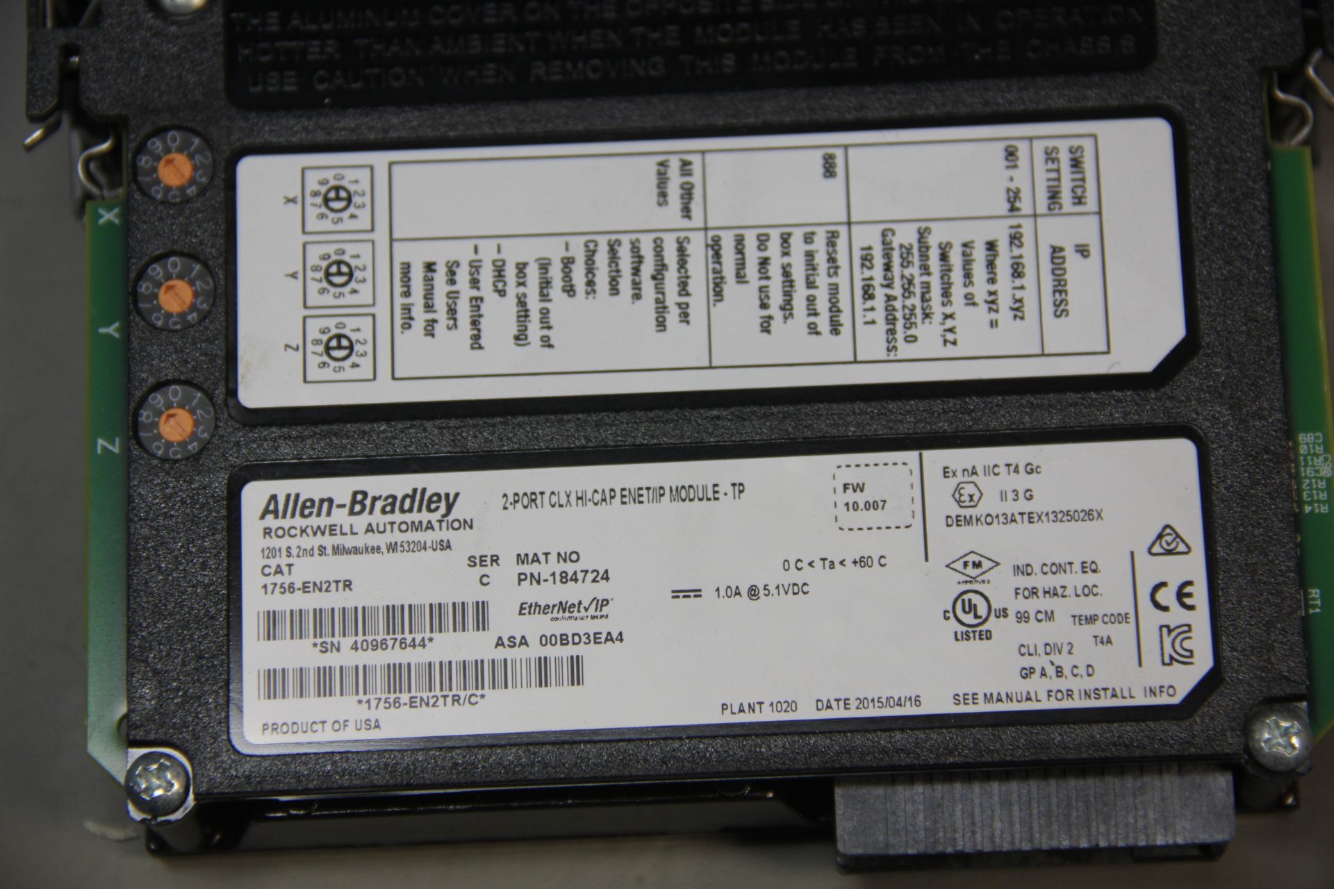 ALLEN BRADLEY HI-CAPACITY ETHERNET/IP MODULE - Image 3 of 3