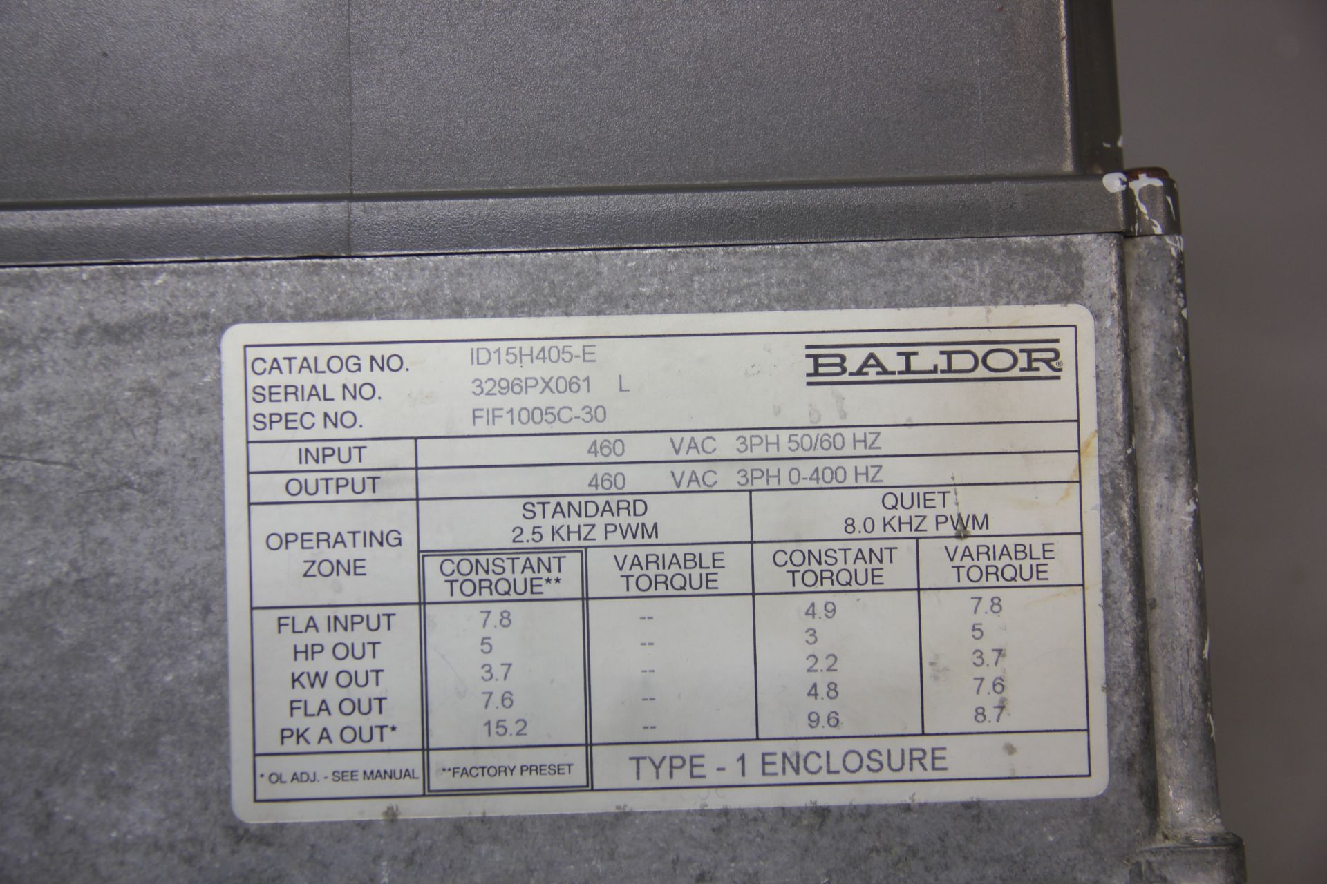 BALDOR ADJUSTABLE SPEED 5HP AC INVERTER DRIVE - Image 7 of 7