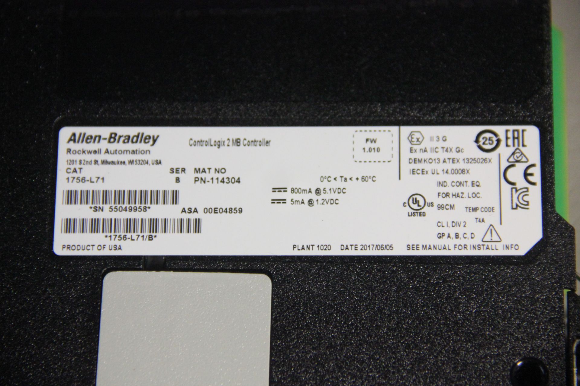 ALLEN BRADLEY CONTROLLOGIX 2MB PROCESSOR CONTROLLER - Image 3 of 3