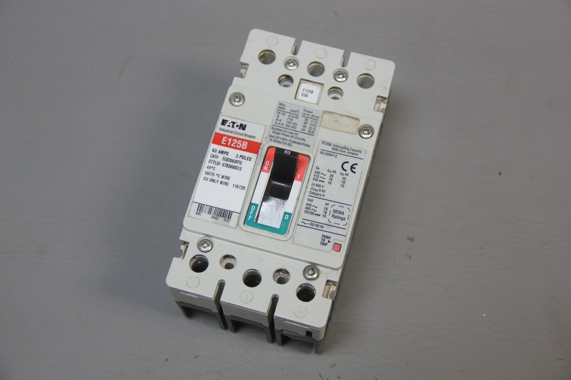 EATON INDUSTRIAL CIRCUIT BREAKER E125B