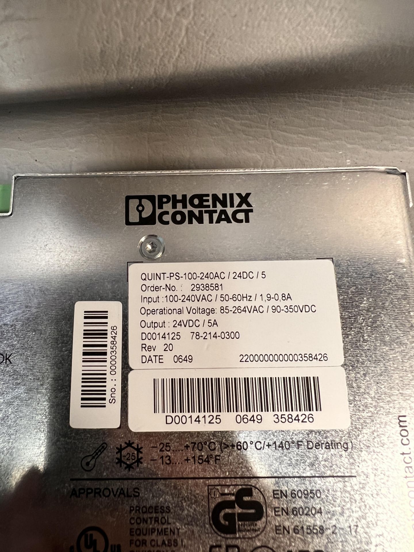 PHOENIX CONTACT QUINT POWER SUPPLY QUINT-PS-100-240AC/24DC/10 - Image 3 of 4