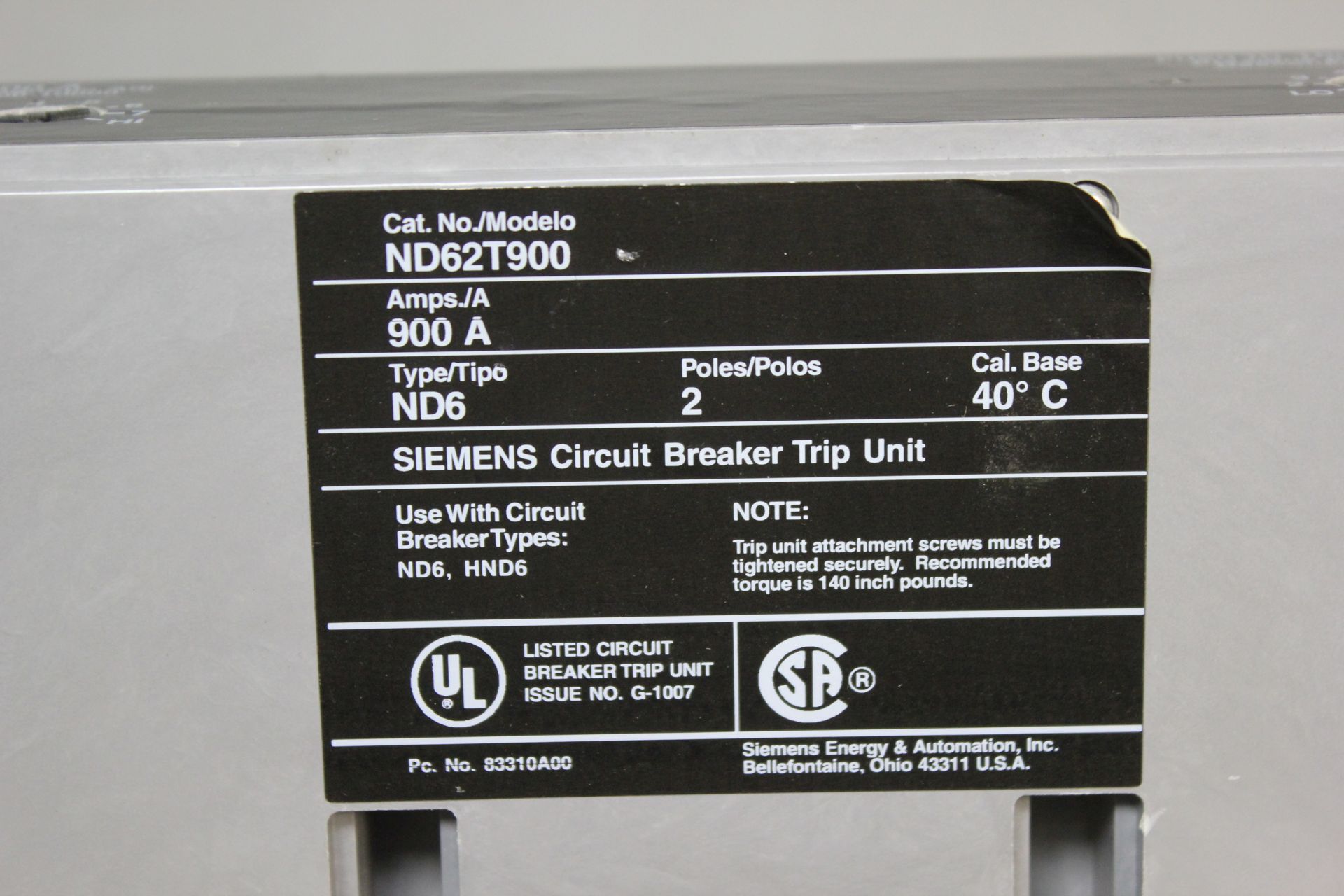 SIEMENS CIRCUIT BREAKER TRIP UNIT - Image 3 of 3