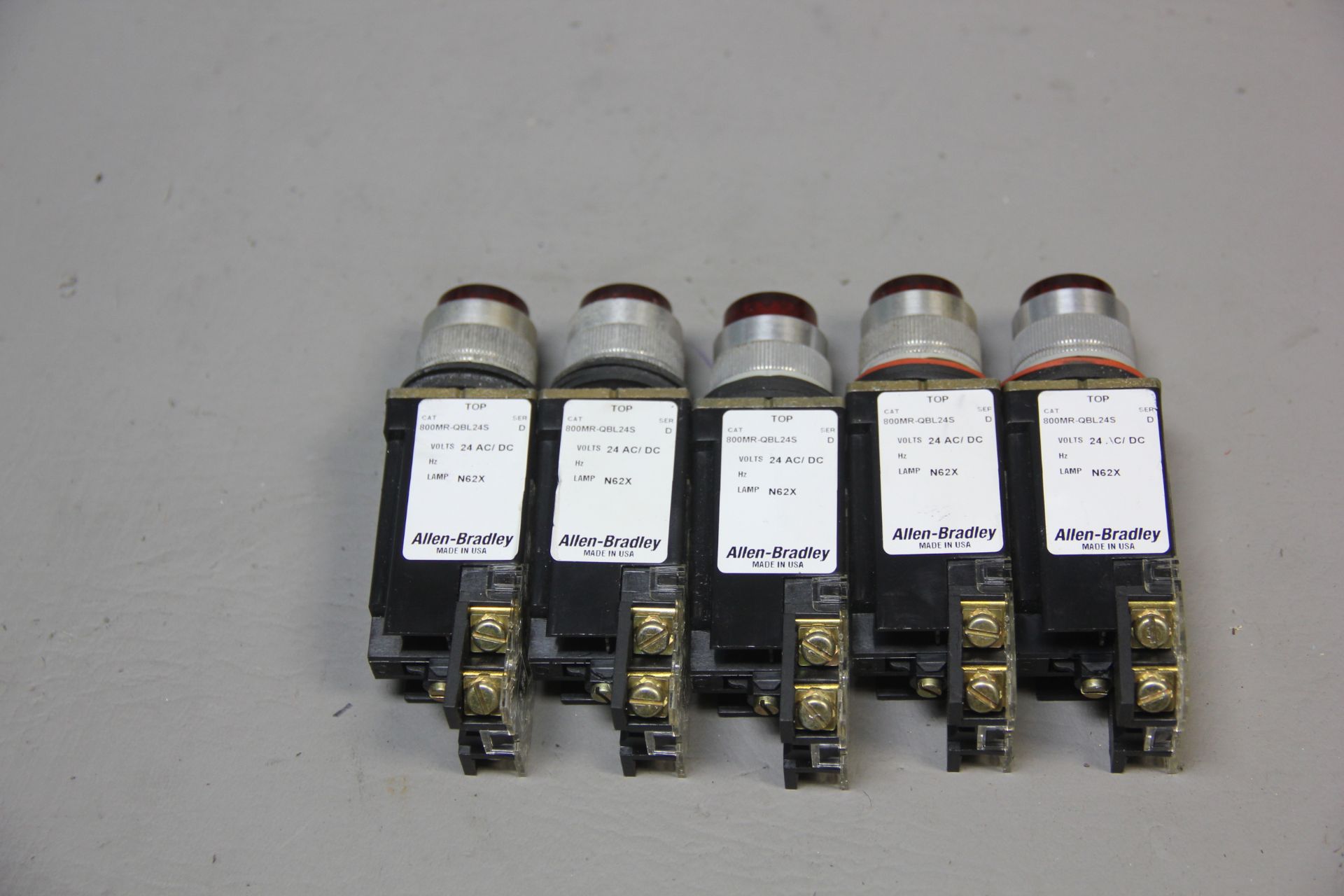 LOT OF 5 ALLEN BRADLEY RED ILLUMINATED PUSHBUTTONS