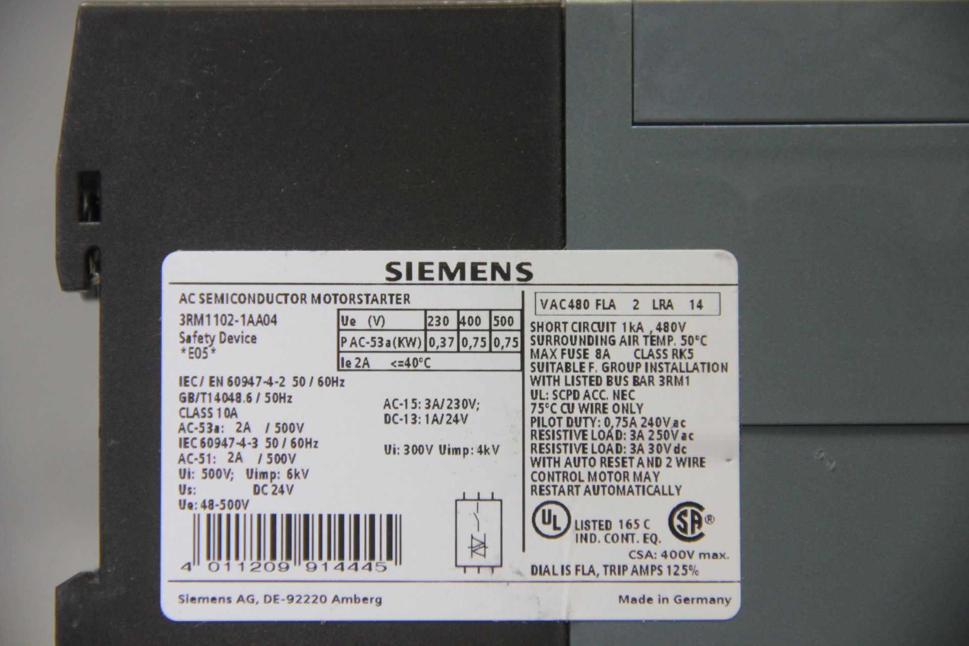 SIEMENS FAILSAFE AC SEMICONDUCTOR MOTOR STARTER - Image 4 of 4