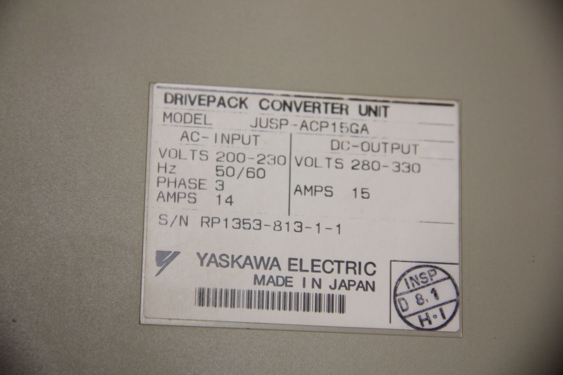 YASKAWA SERVOPACK DRIVEPACK CONVERTER UNIT - Image 7 of 7