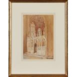 T. Burnden Durgey, A pair of ecclesiastical interior scenes and an oil on board of Capri