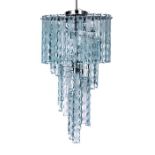 A 1960's etched glass spiral hung waterfall chandelier
