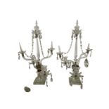 A pair of Edwardian George III style cut glass five-light candelabra