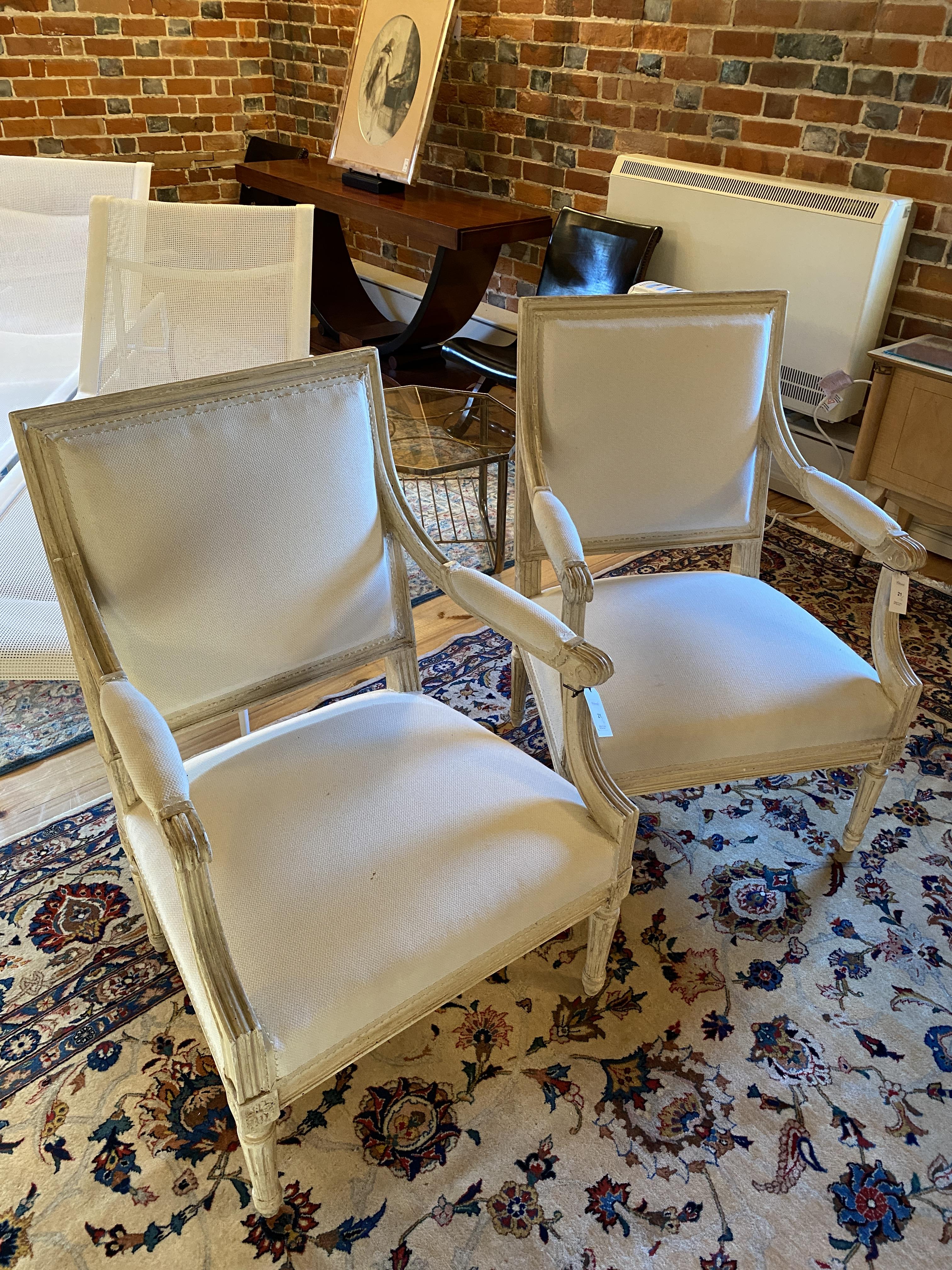 A set of four early 20th century Louis XVI style white painted fauteuils - Image 2 of 6