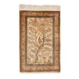 A Qum Tree of Life silk rug, Central Persia