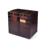 A large Victorian oak and iron bound silver chest by Lambert, London