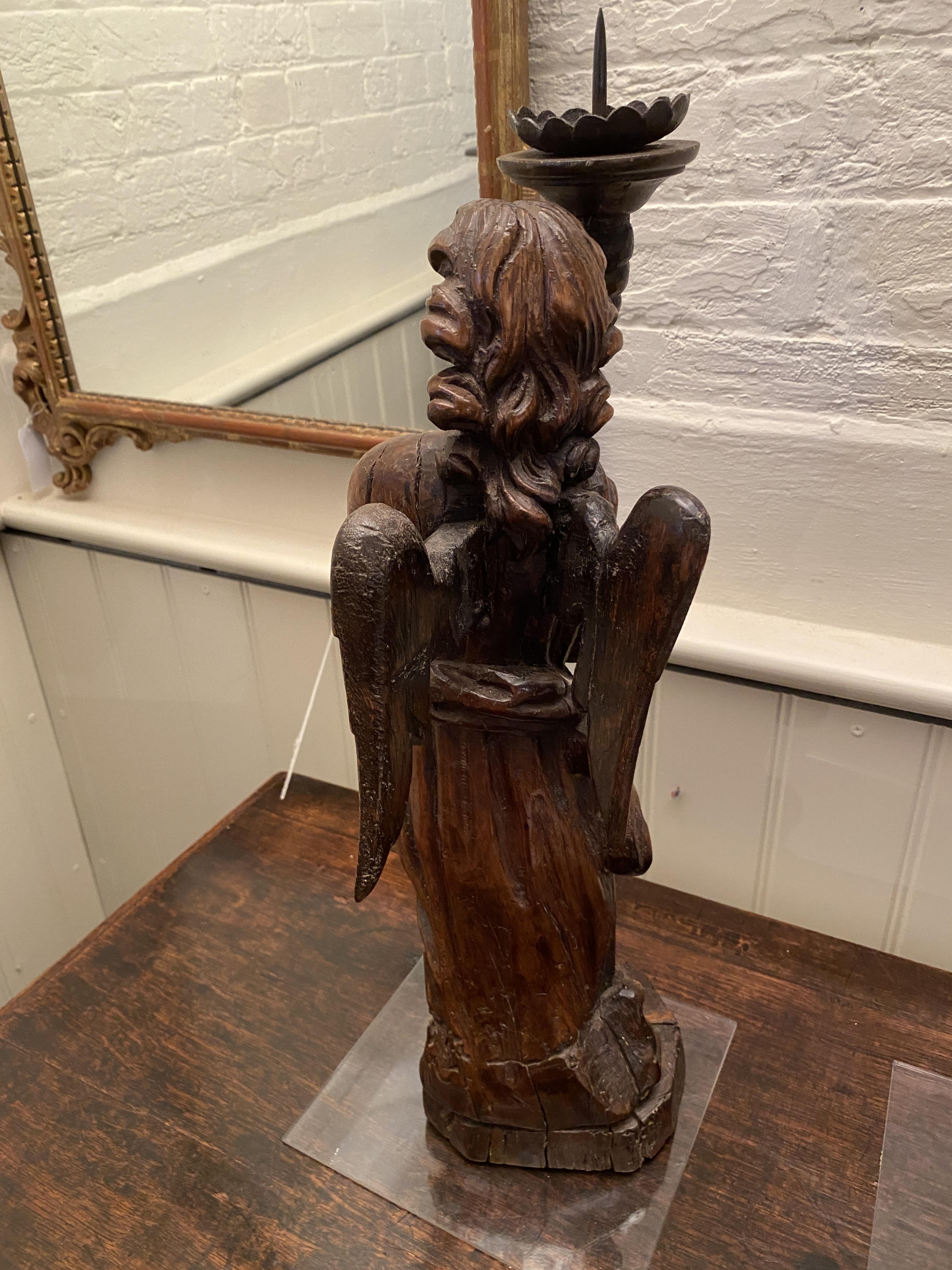 A pair of 17th century Flemish carved walnut pricket candlesticks - Image 7 of 17